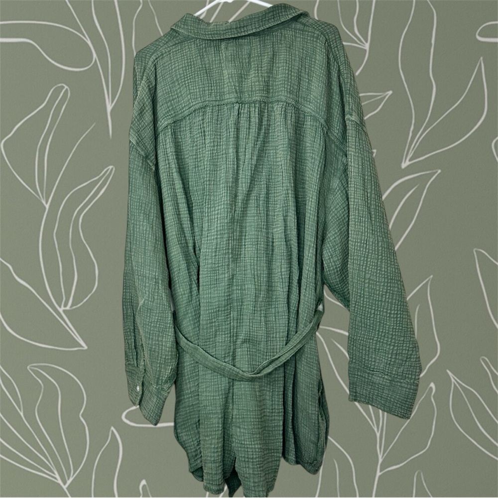 Aerie Long Sleeve Button Up Tie Waist Romper - Picture 2 of 4